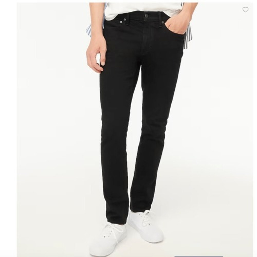 New‎ J. Crew Men's Slim-fit jean in signature flex straight black Size 33 x 32